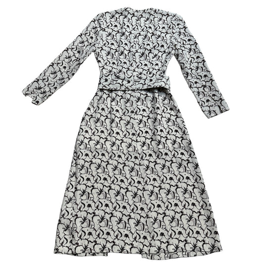 Floral Black & White Dress - S