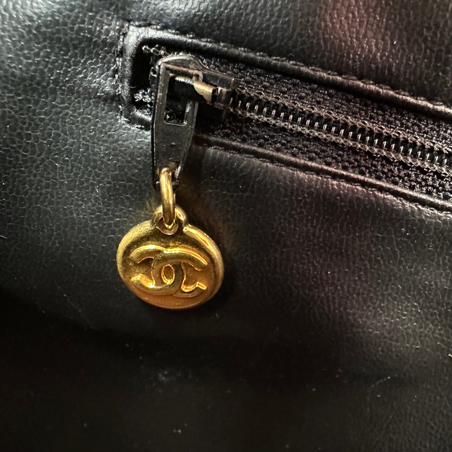 Vintage Black Leather Tote