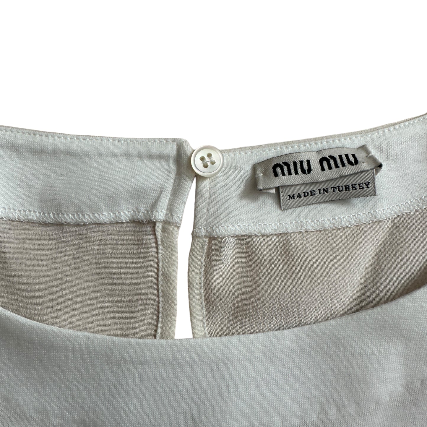 White Silk Logo T-Shirt - XS