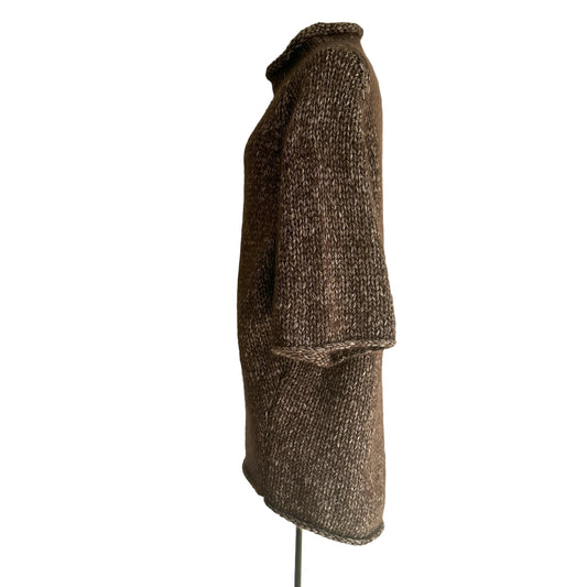 Brown Turtleneck Long Sweater - S