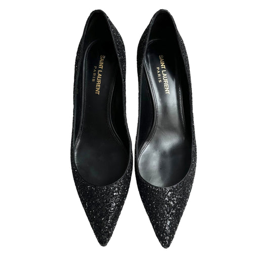 Black Sparkly Matte Heels - 9