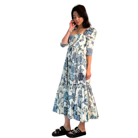 Blue & White Floral Dress - 2