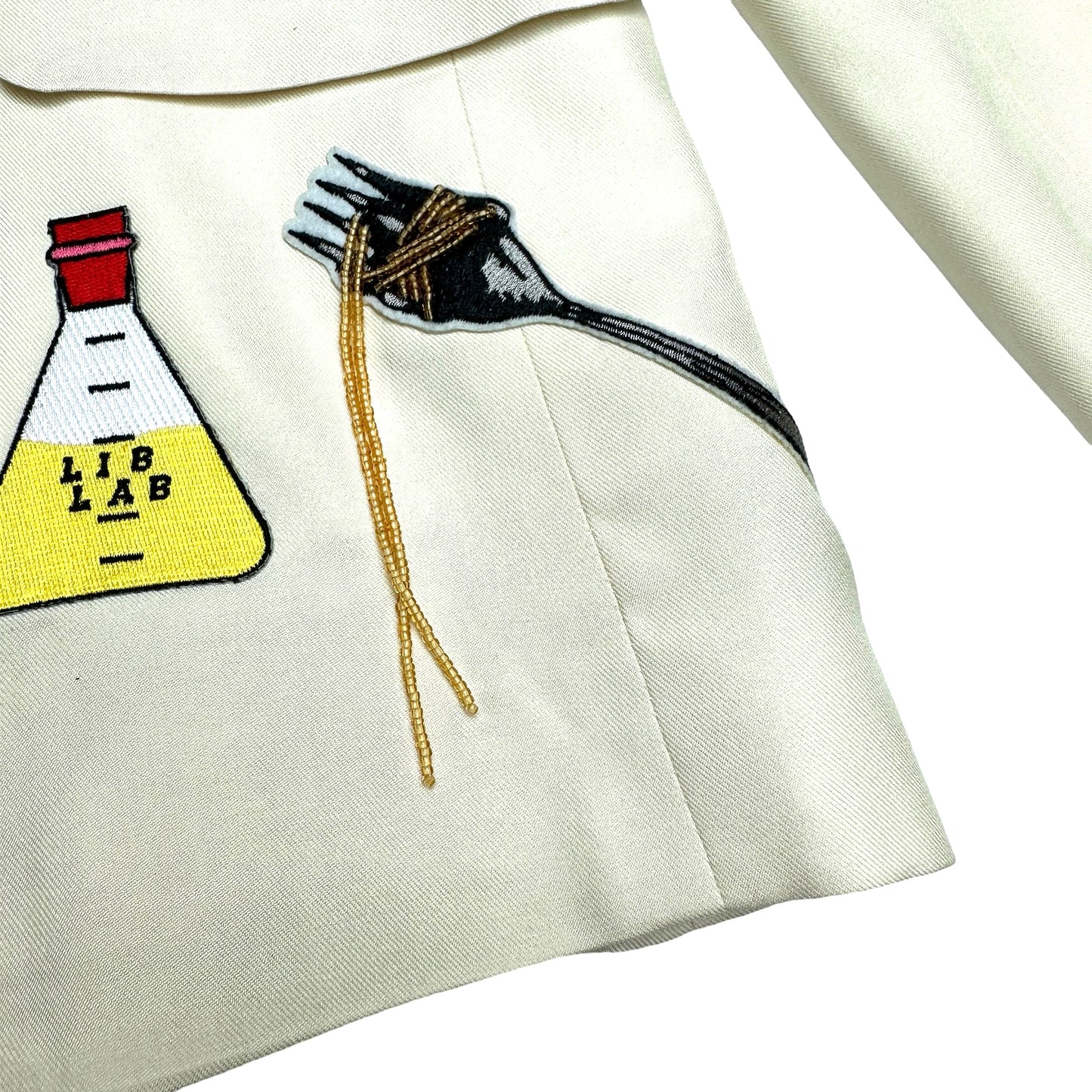 Cream Blazer w/Beads and Patches - M