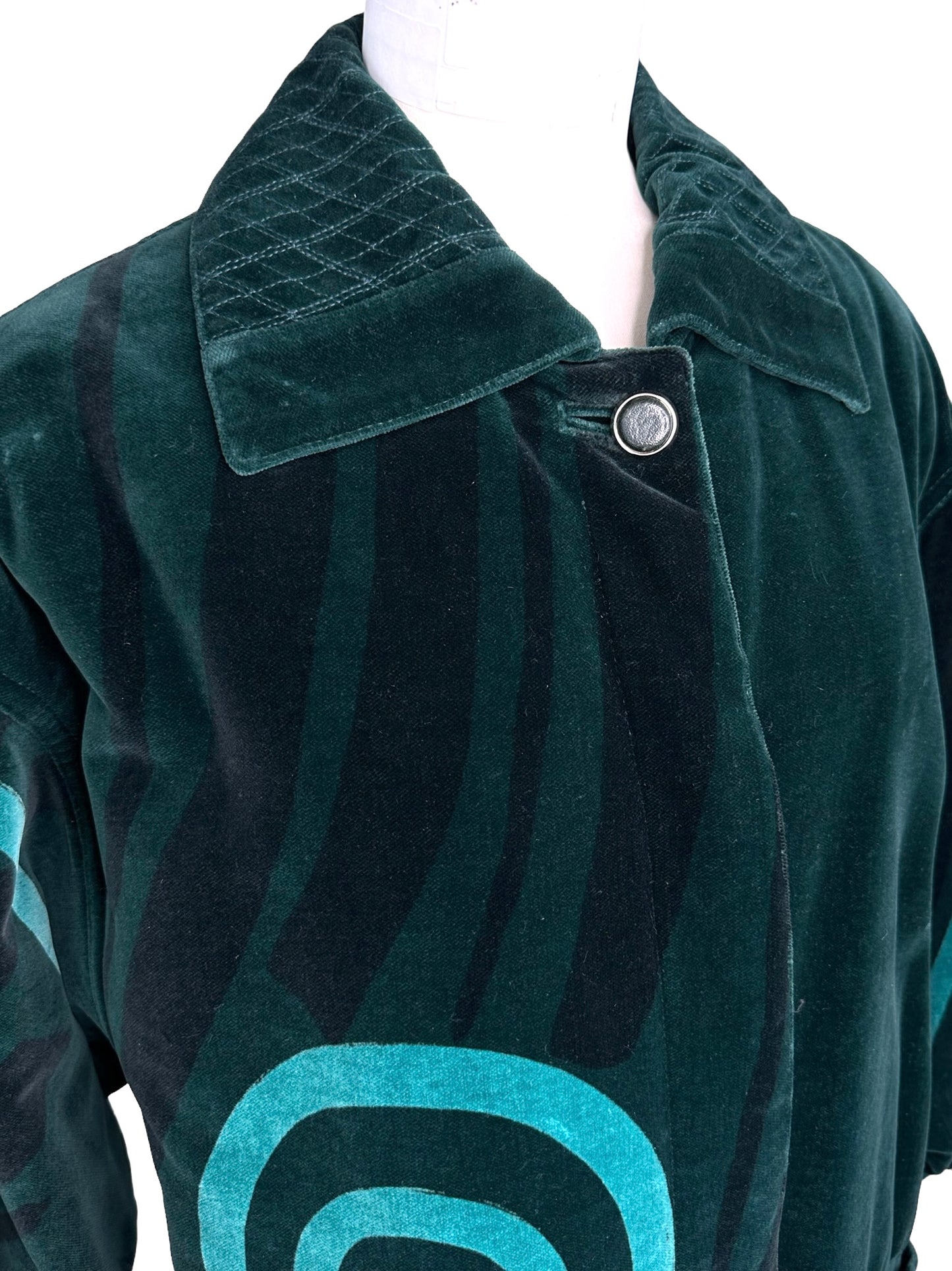 Green Velvet Oversized Coat - L