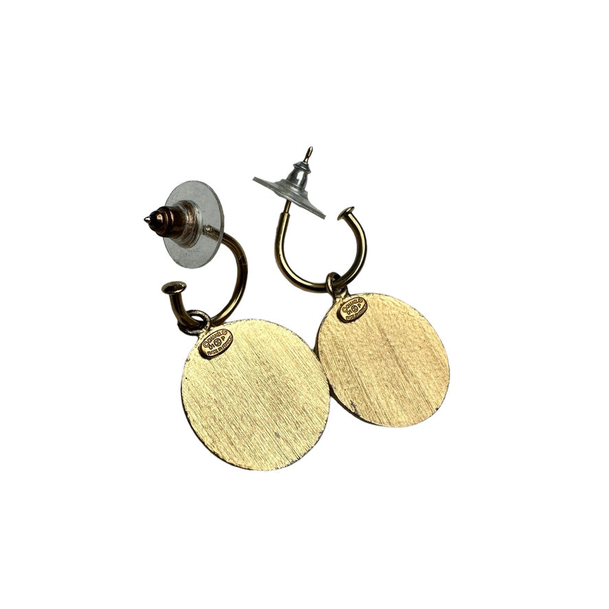 Orange & Gold Logo Pendant Earrings