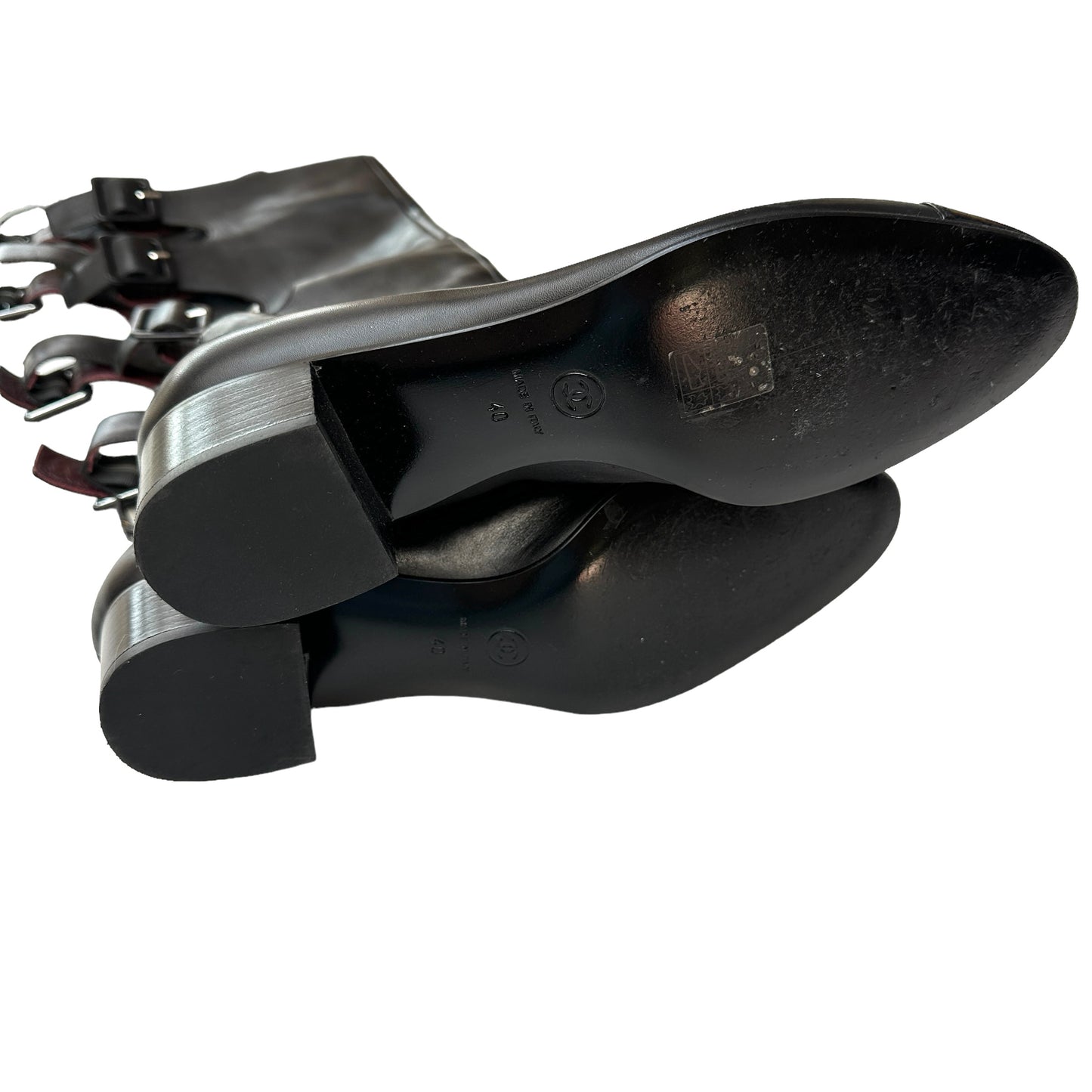 Black Tall Buckles Boots - 10