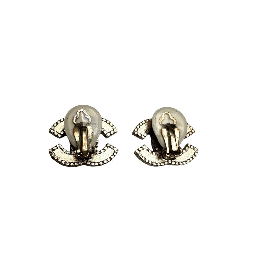Striped Logo Earrings w/Crystals