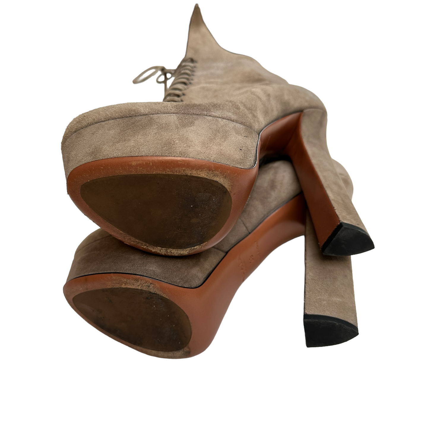 Grey Suede Platform Boots - 9
