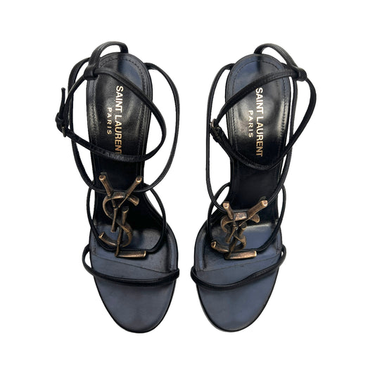 Black YSL Logo Heels - 8