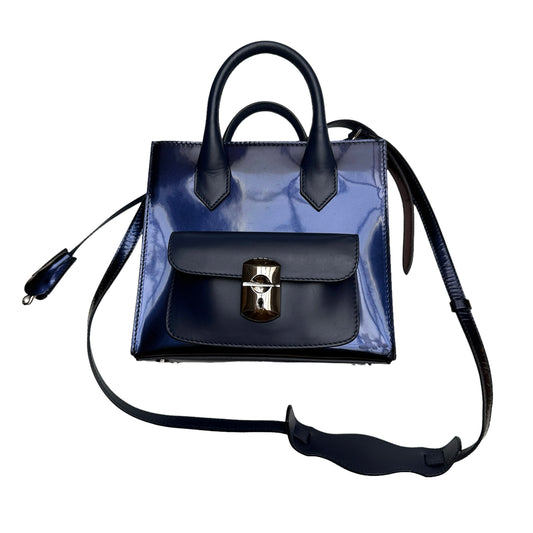 Blue Leather Mini Tote