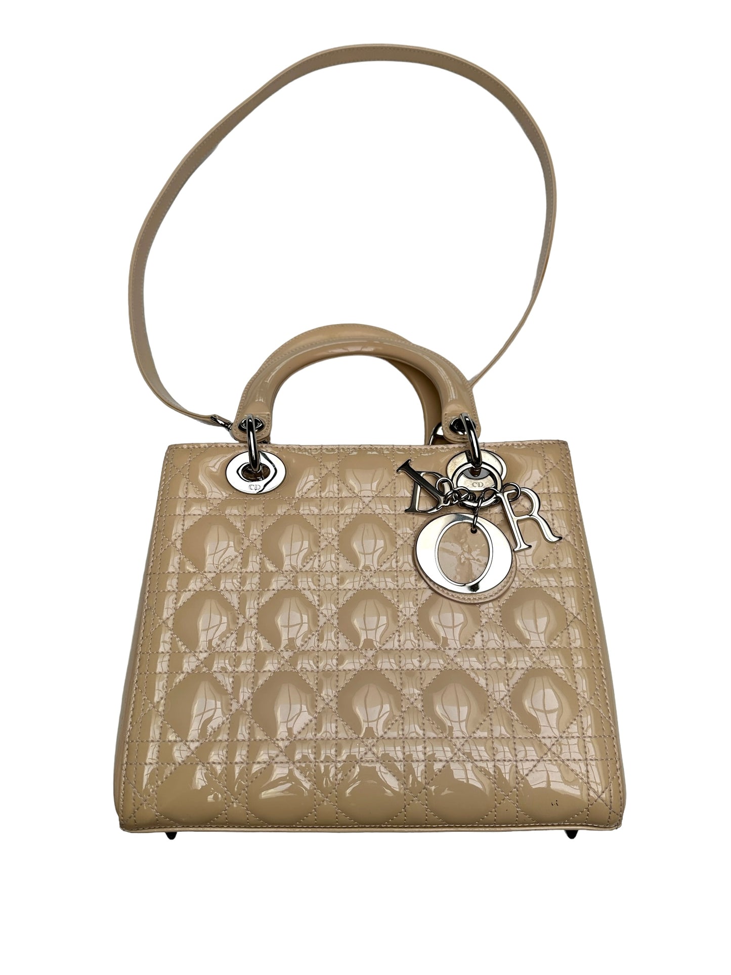 Cream Patent Cannage Lady Dior Bag