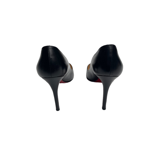 Black Leather Heels - 8