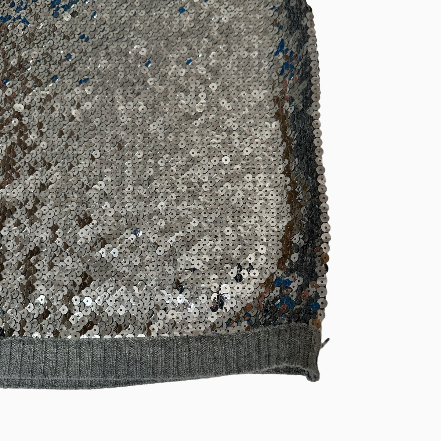 Silver Sequins & Cashmere Top - XS