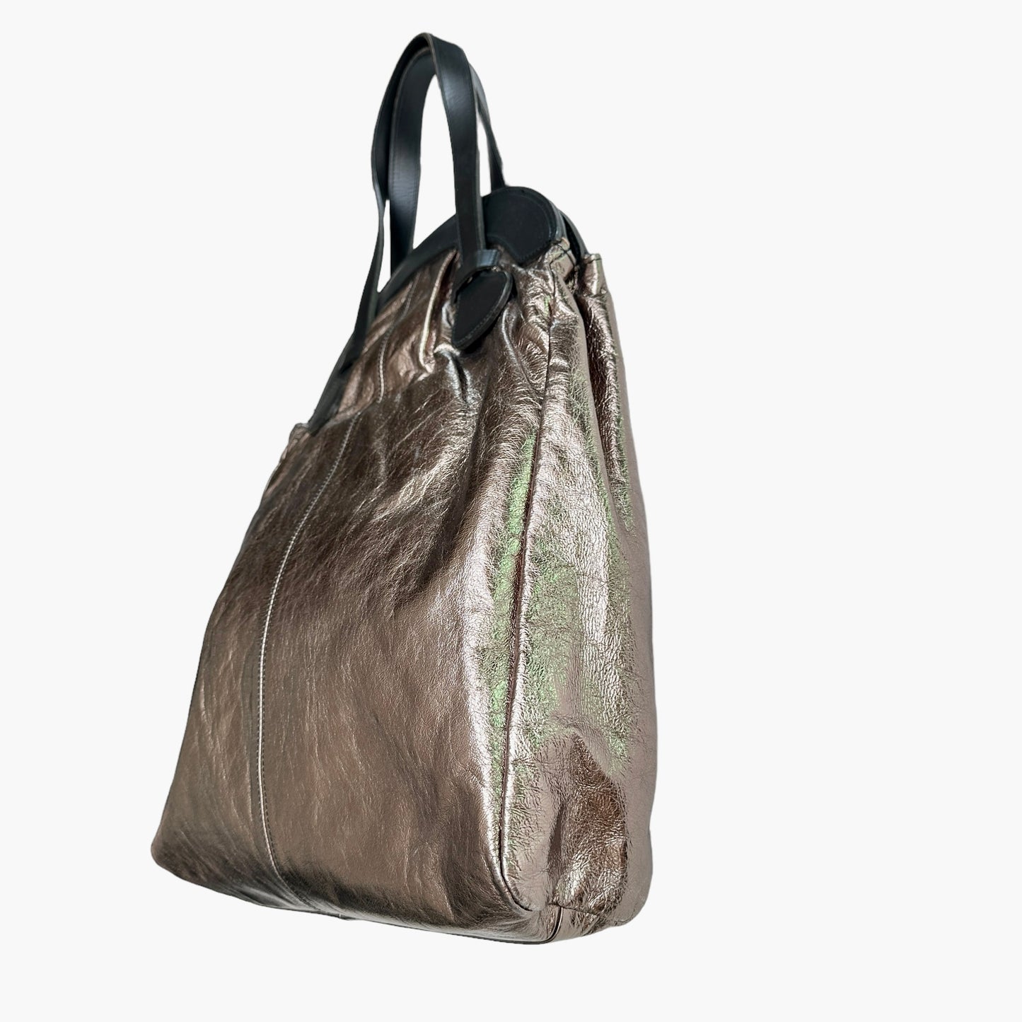 Bronze & Black Leather Tote