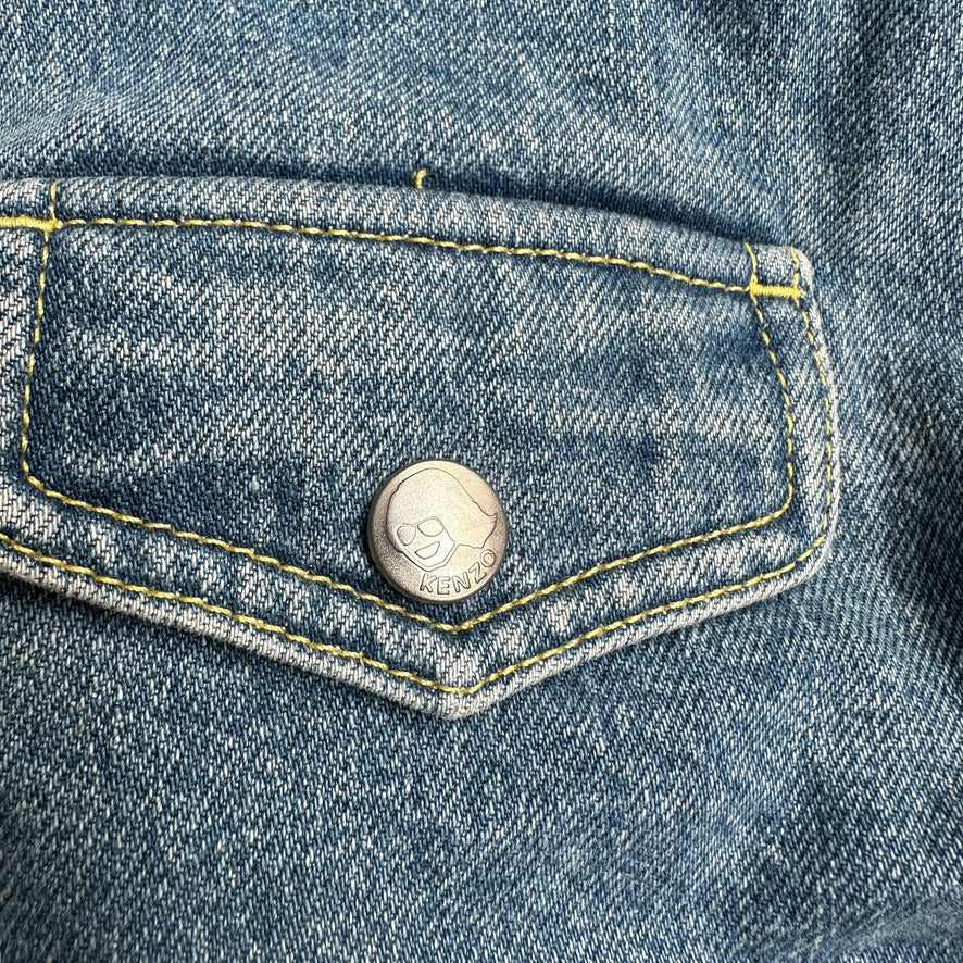 Oversized Denim Moto Jacket - L