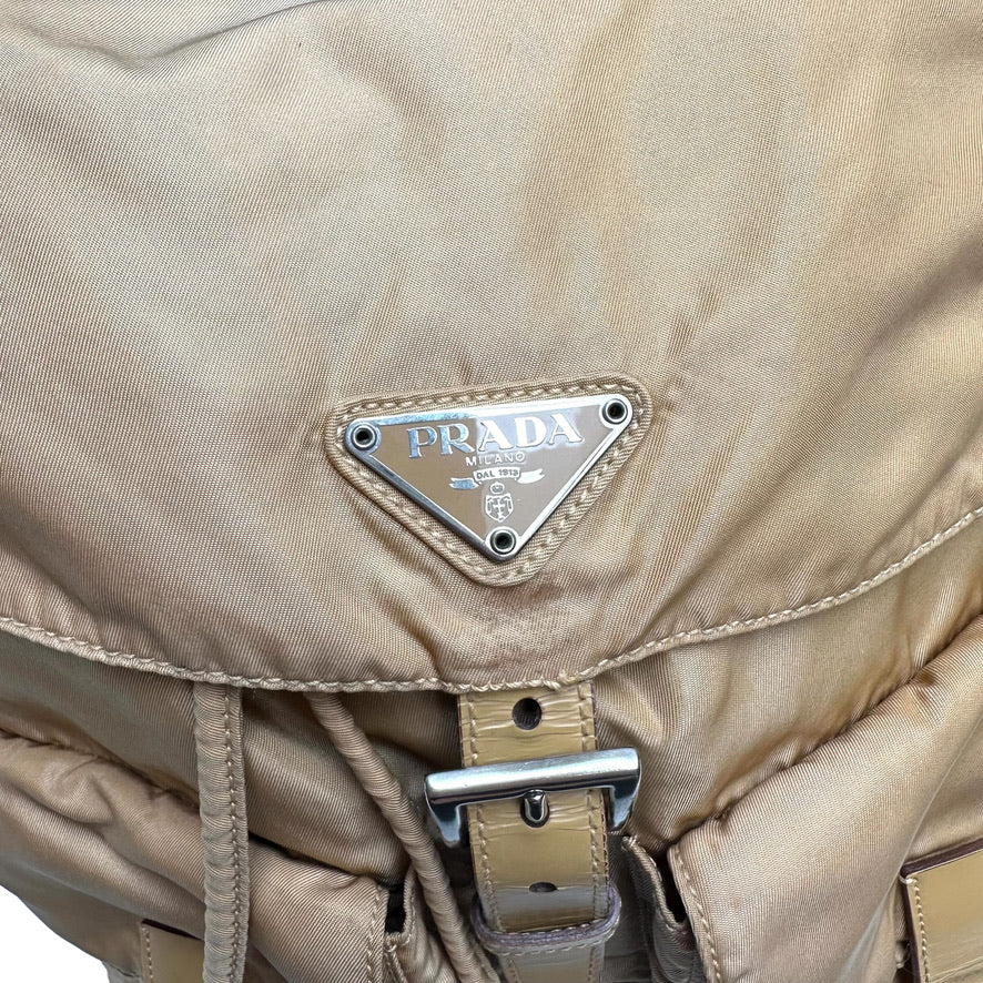 Beige Nylon Backpack