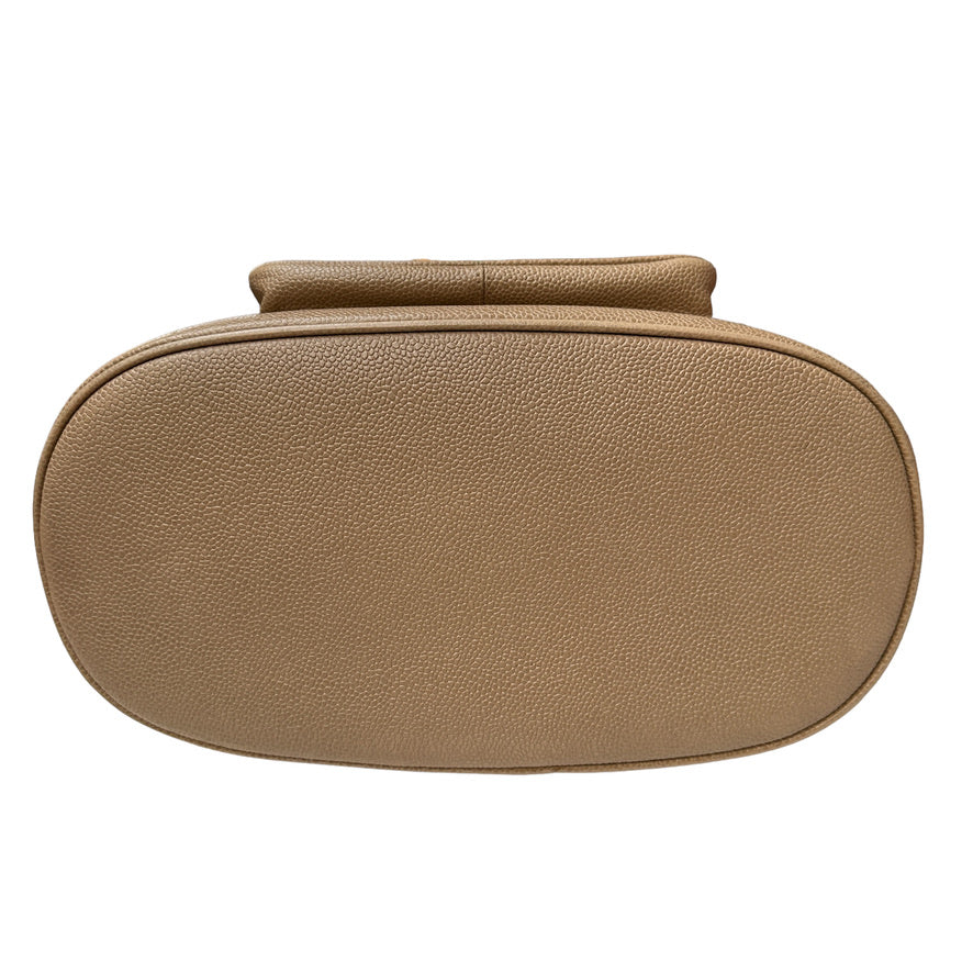 Beige Caviar Leather Vintage Crossbody Bag