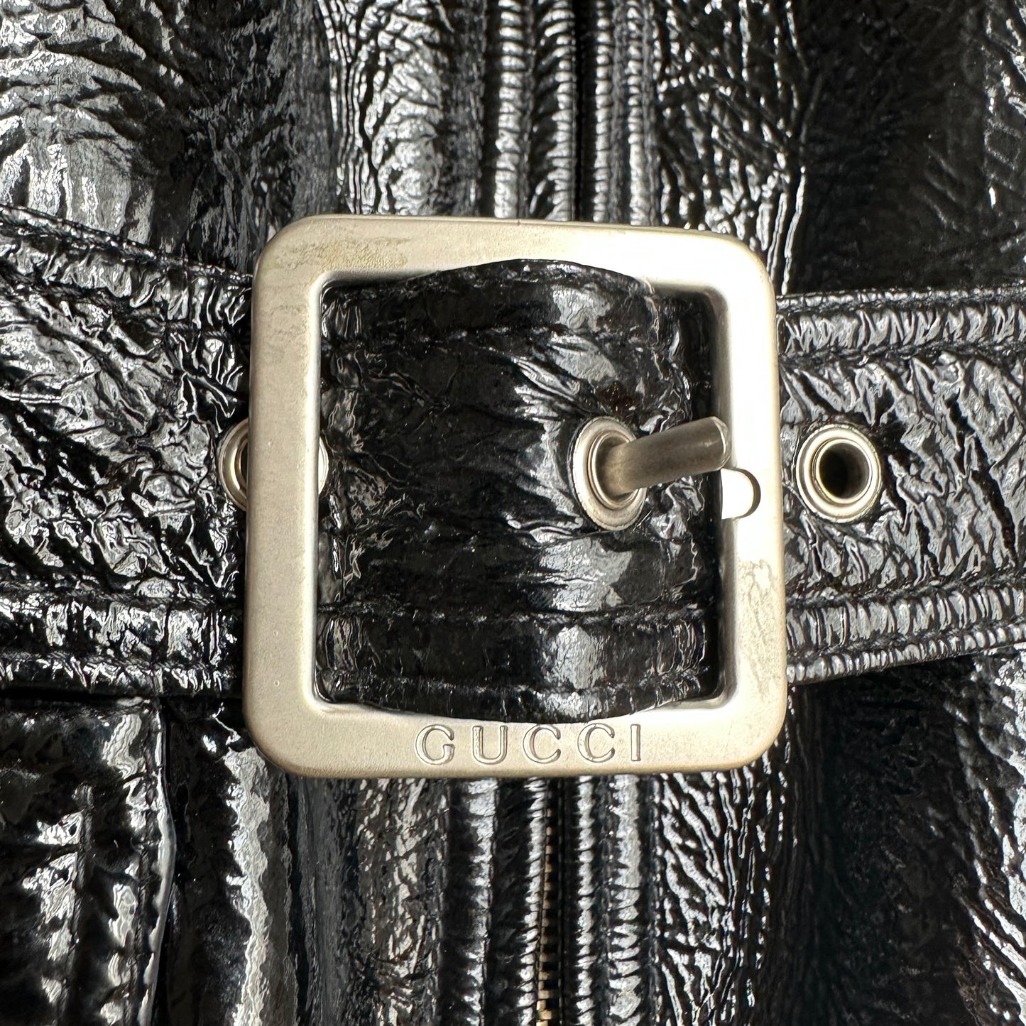 Black Patent Leather Coat - M