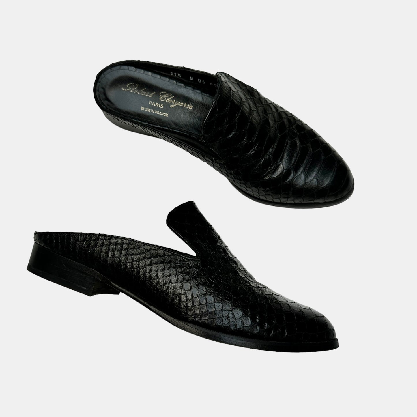 Black Leather Mules - 7.5