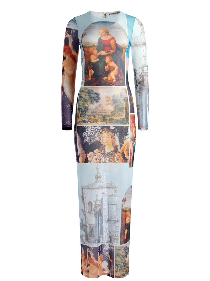 Printed Maxi Dress - S
