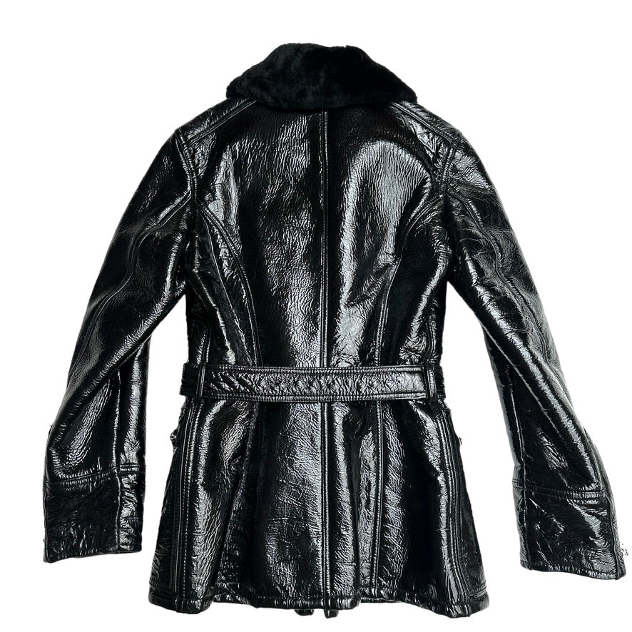 Black Patent Leather Coat - M