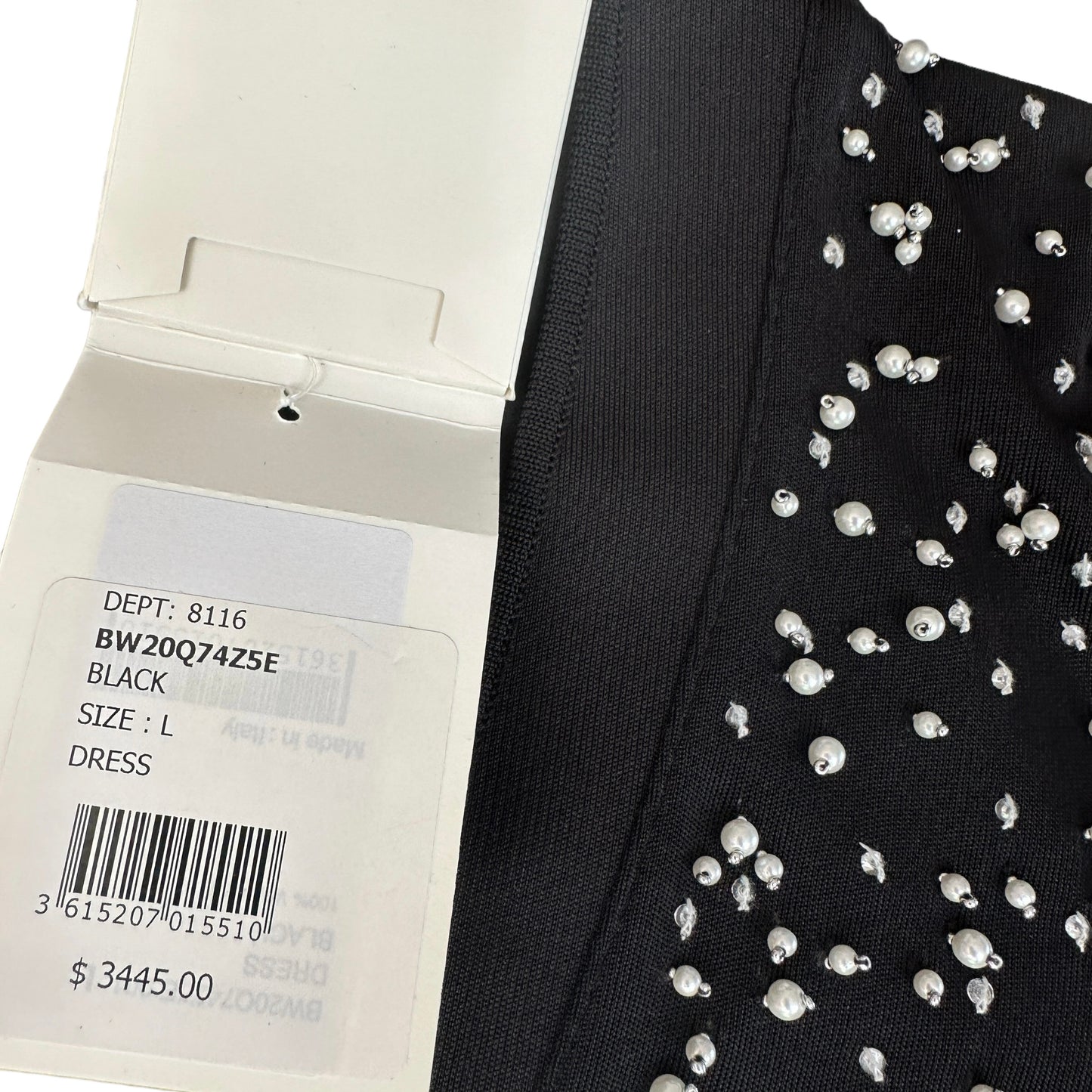 Faux-Pearl Black Dress - L