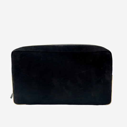 Black Suede & Gold Clutch