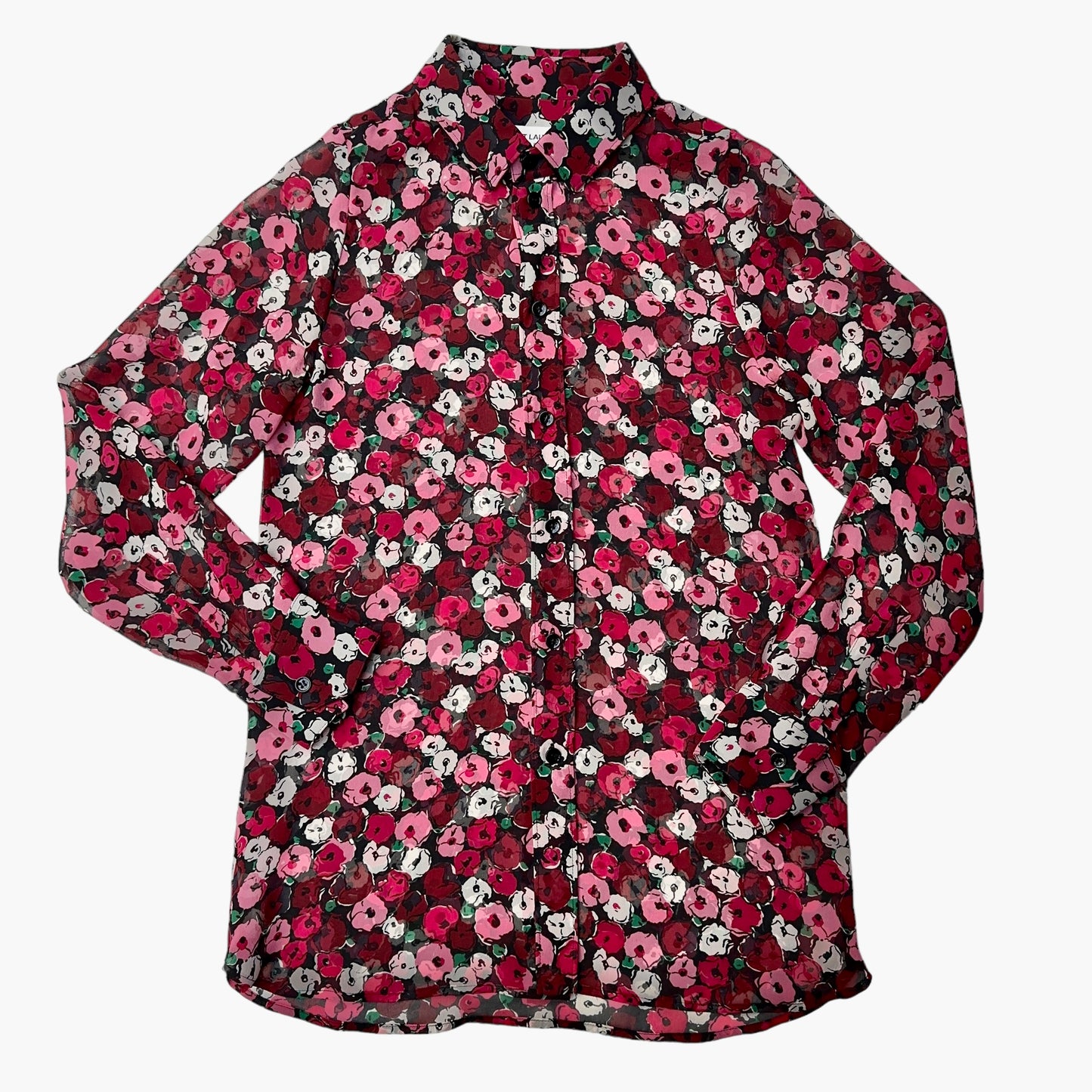 Silk Floral Print Button-Up Shirt - S