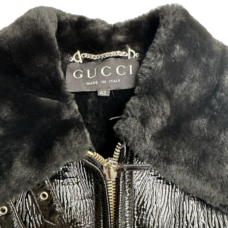Black Patent Leather Coat - M