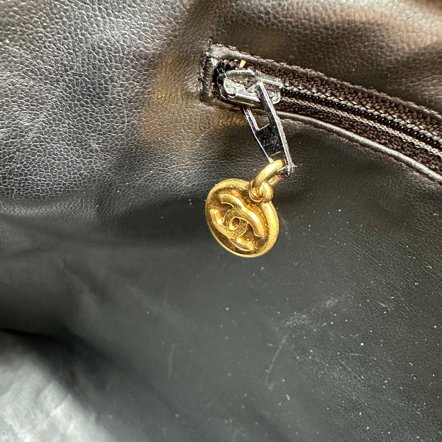 Vintage Black Leather Tote