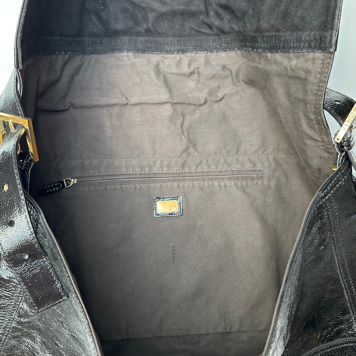XL Black Patent Baguette Bag