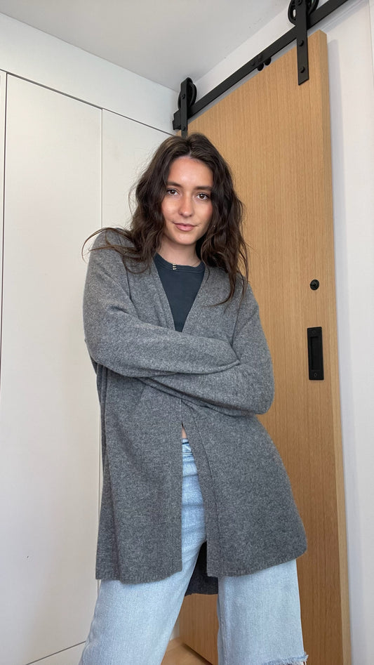 Grey Cashmere Cardigan - M