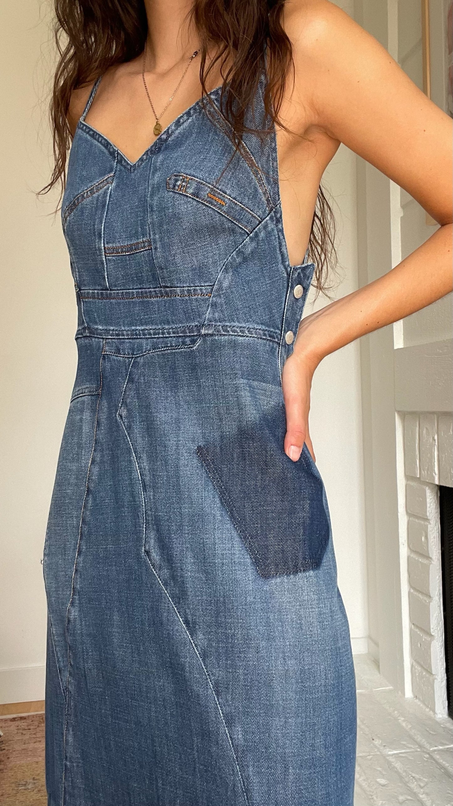 Denim Asymmetrical Dress - XS