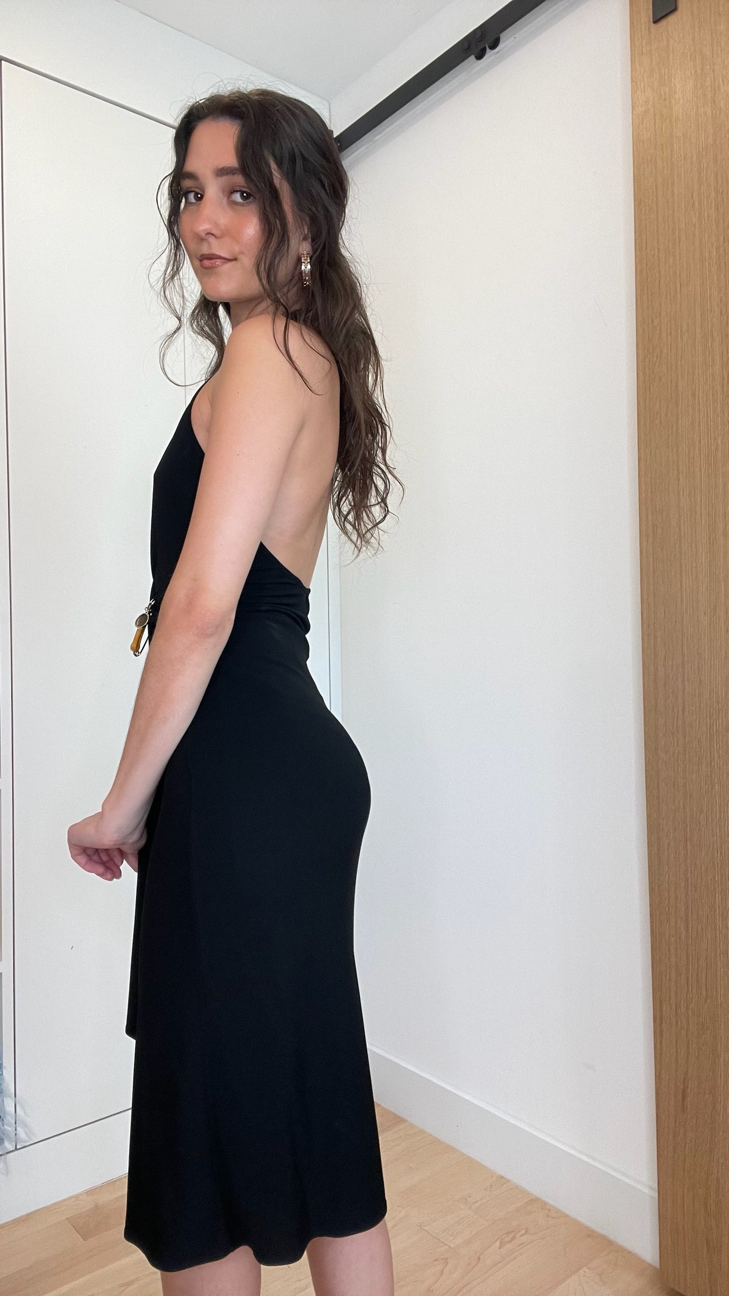 Black Logo & Bamboo Dress - S