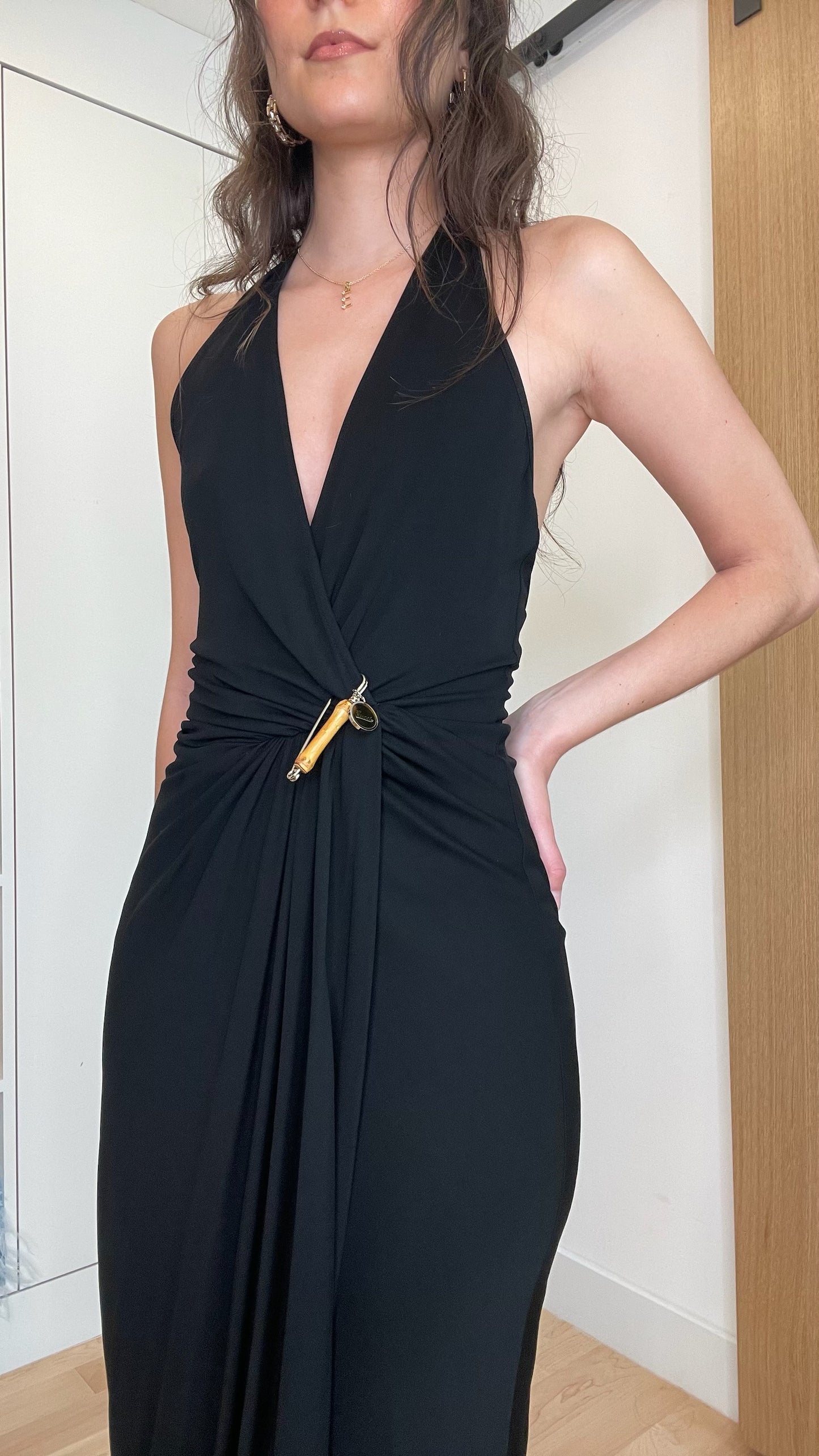 Black Logo & Bamboo Dress - S