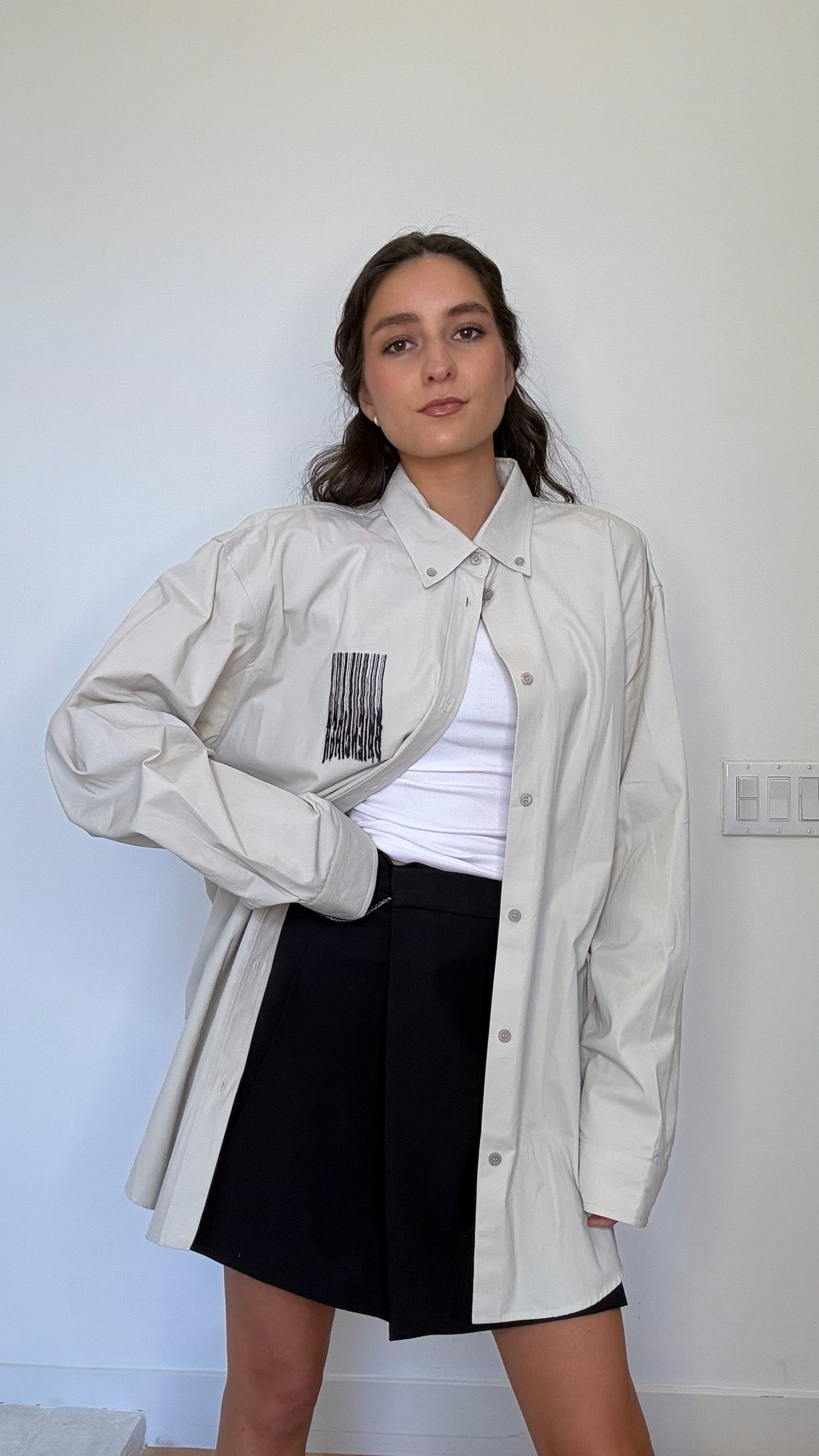 Beige and Black Logo Shirt - XS/XL