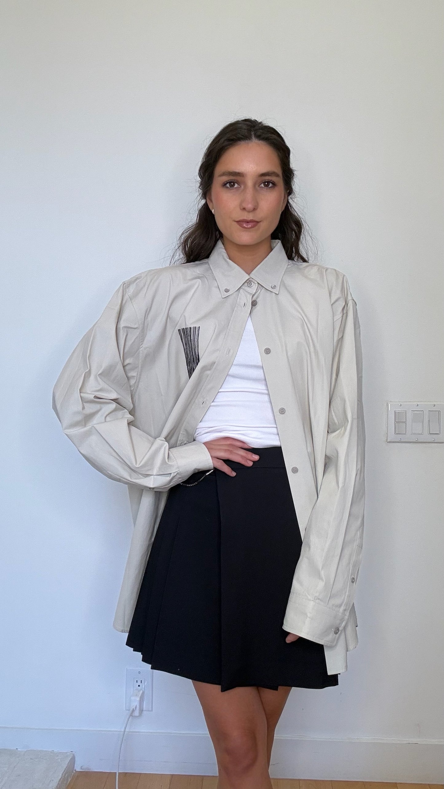 Beige and Black Logo Shirt - XS/XL