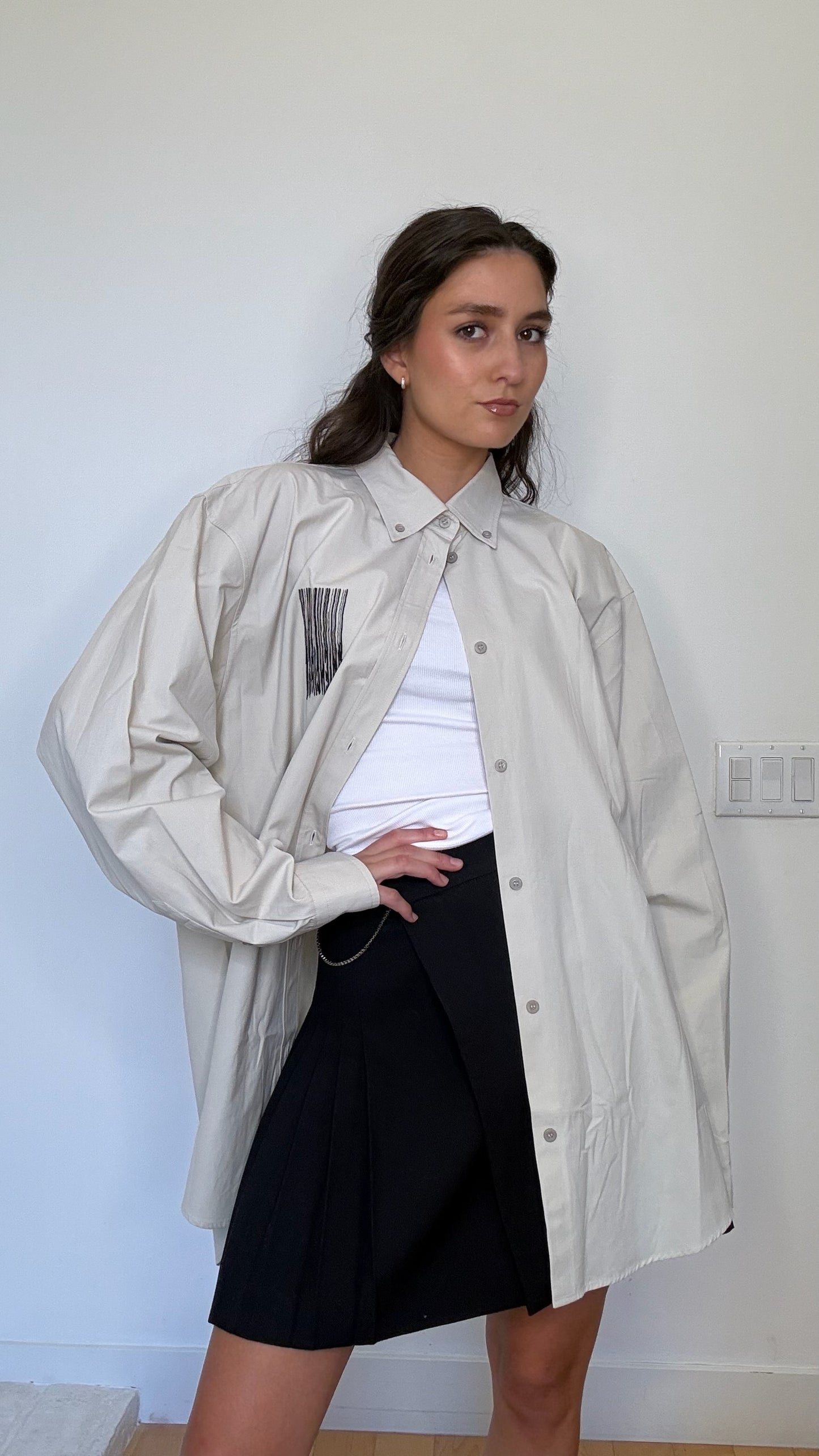 Beige and Black Logo Shirt - XS/XL