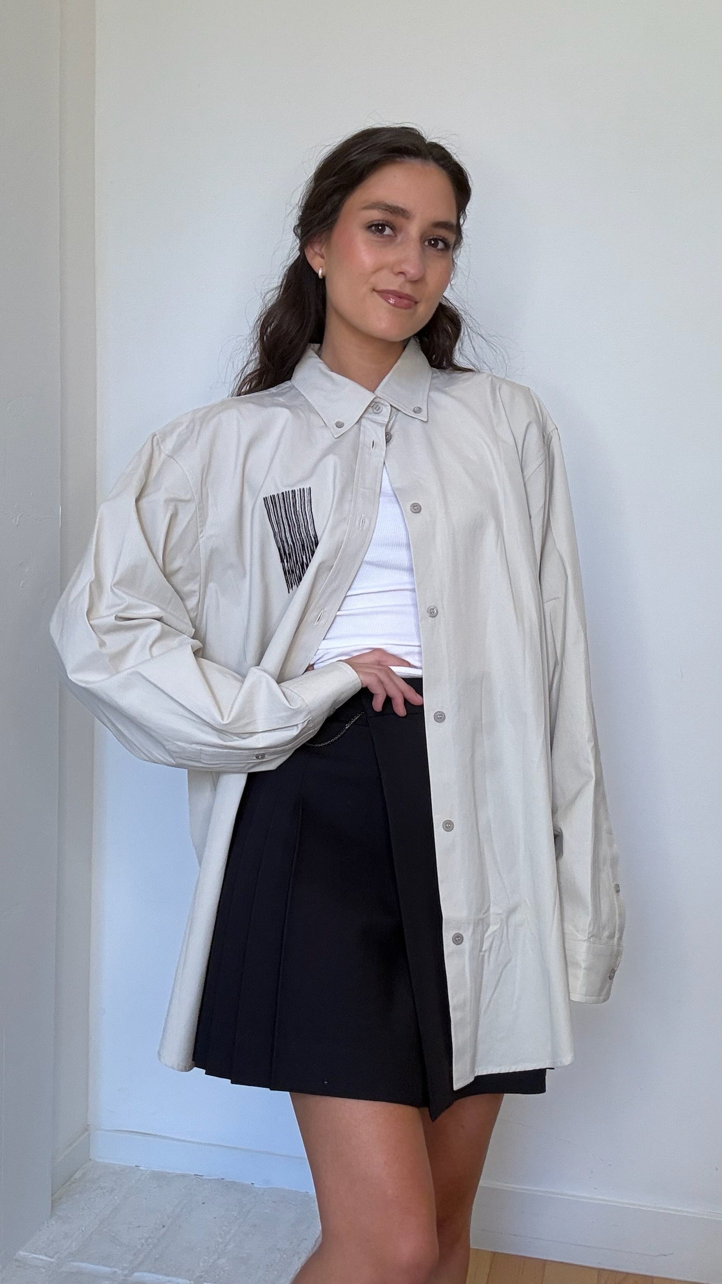 Beige and Black Logo Shirt - XS/XL