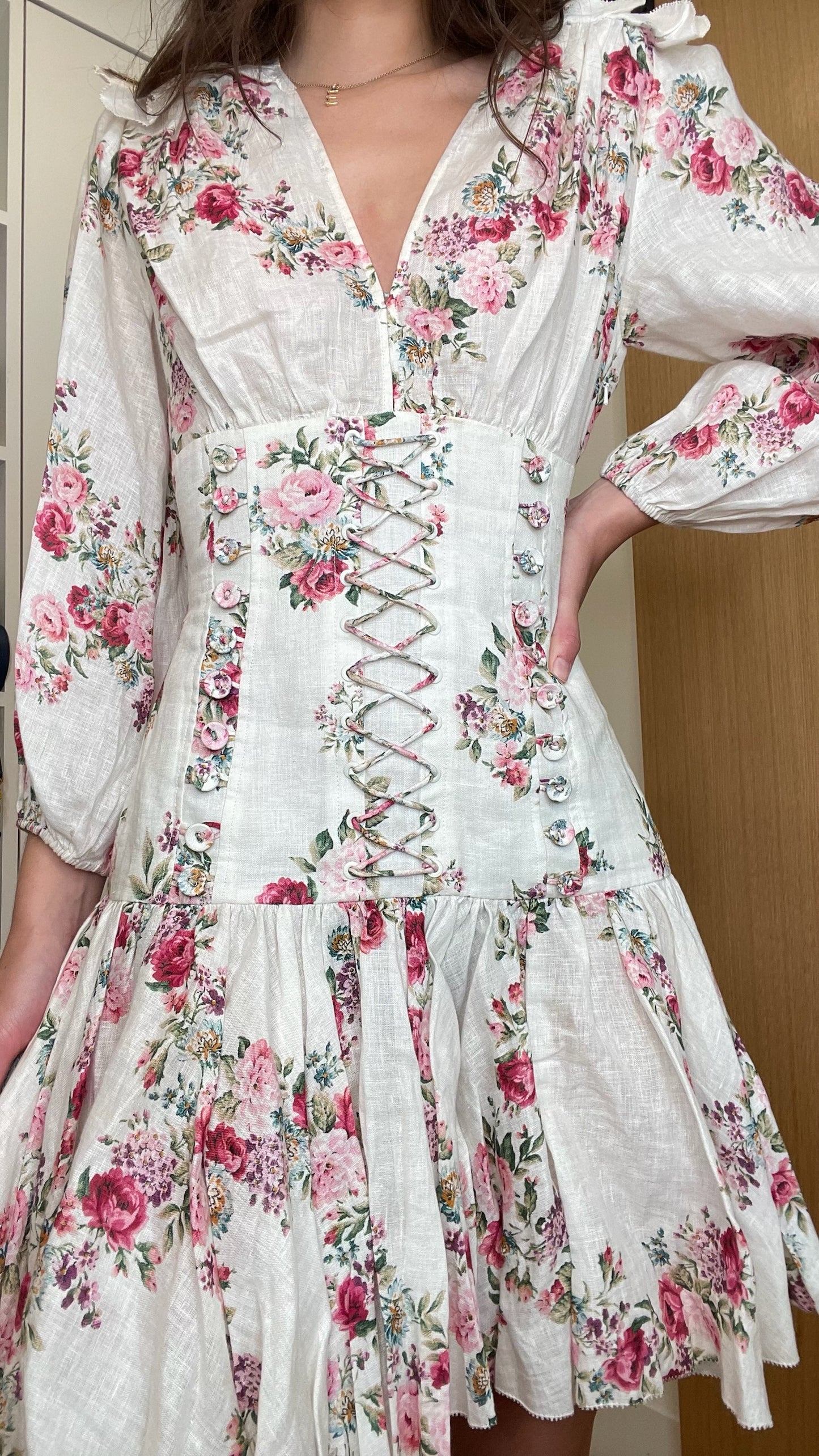 Floral Linen Dress - S/M