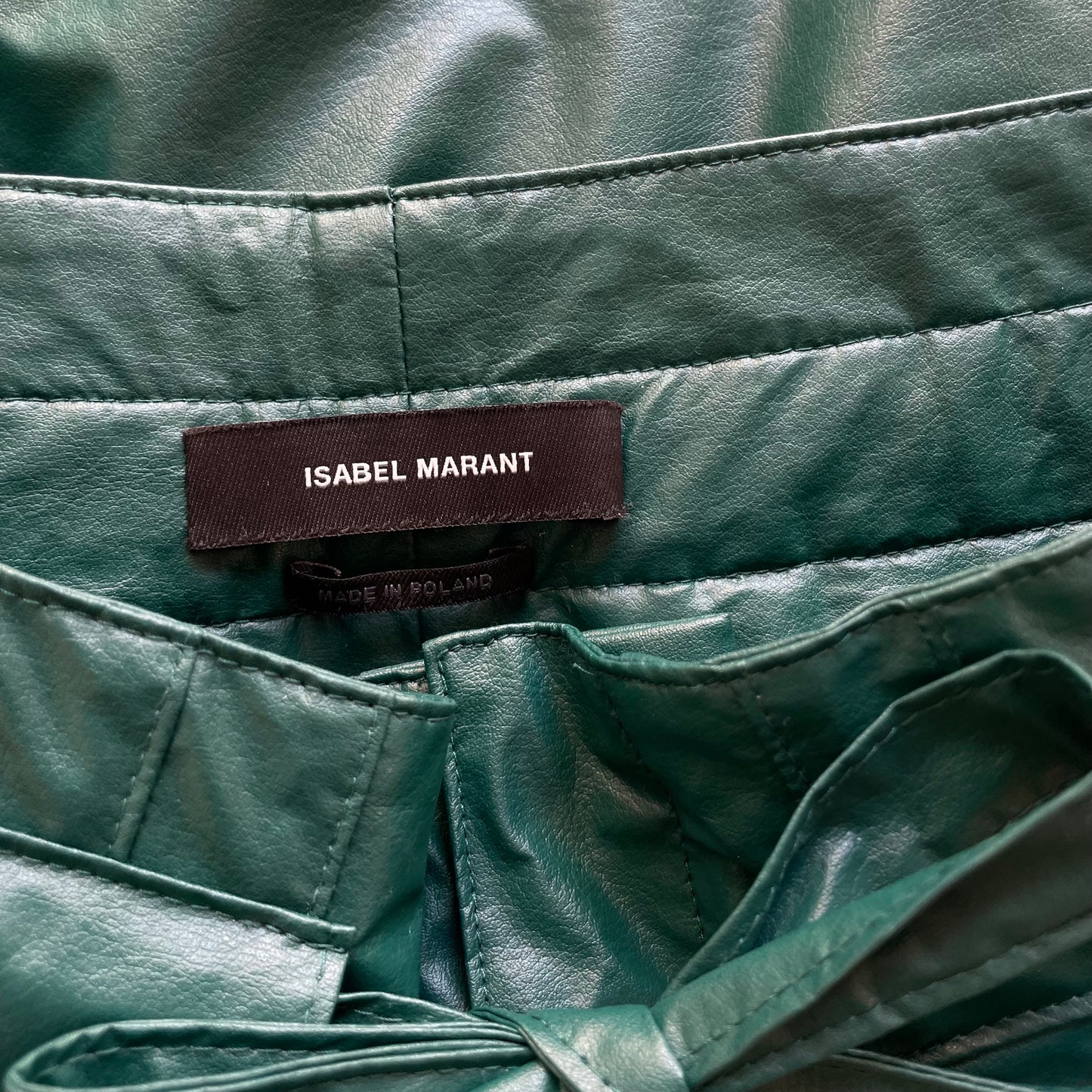 High Waisted Green Paper Bag Pants - S/M