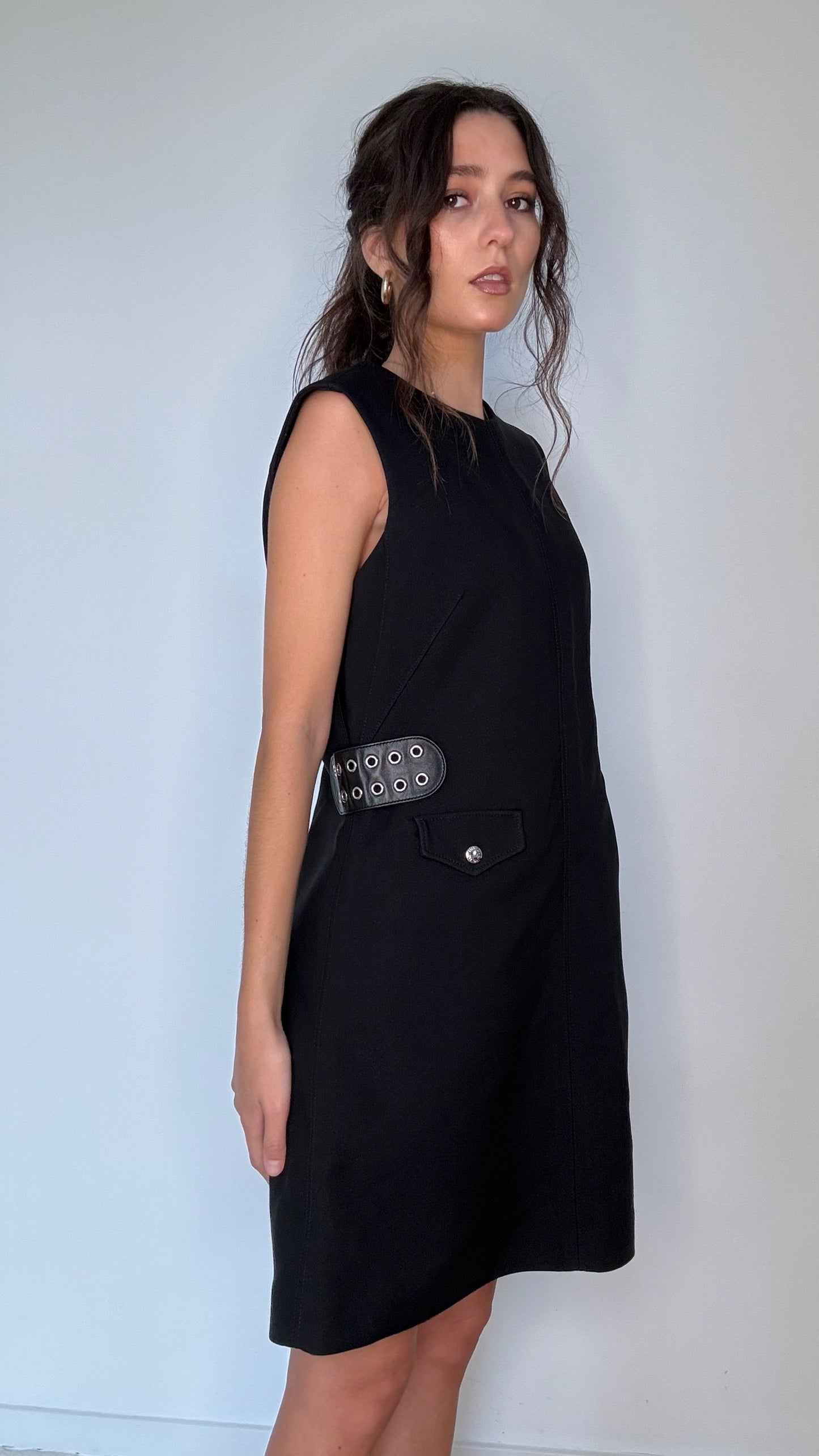 Black Dress w/Leather Trims - M/L