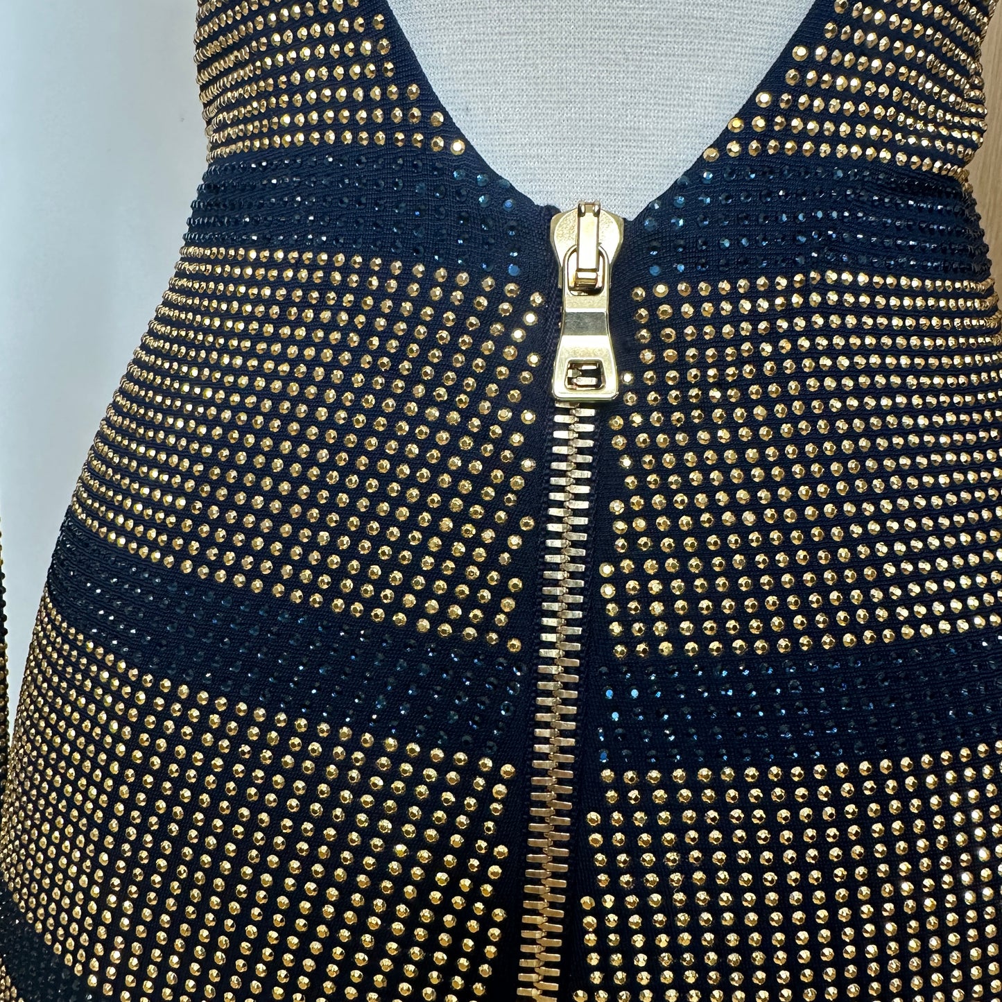 Gold & Navy Metallic Dress - S