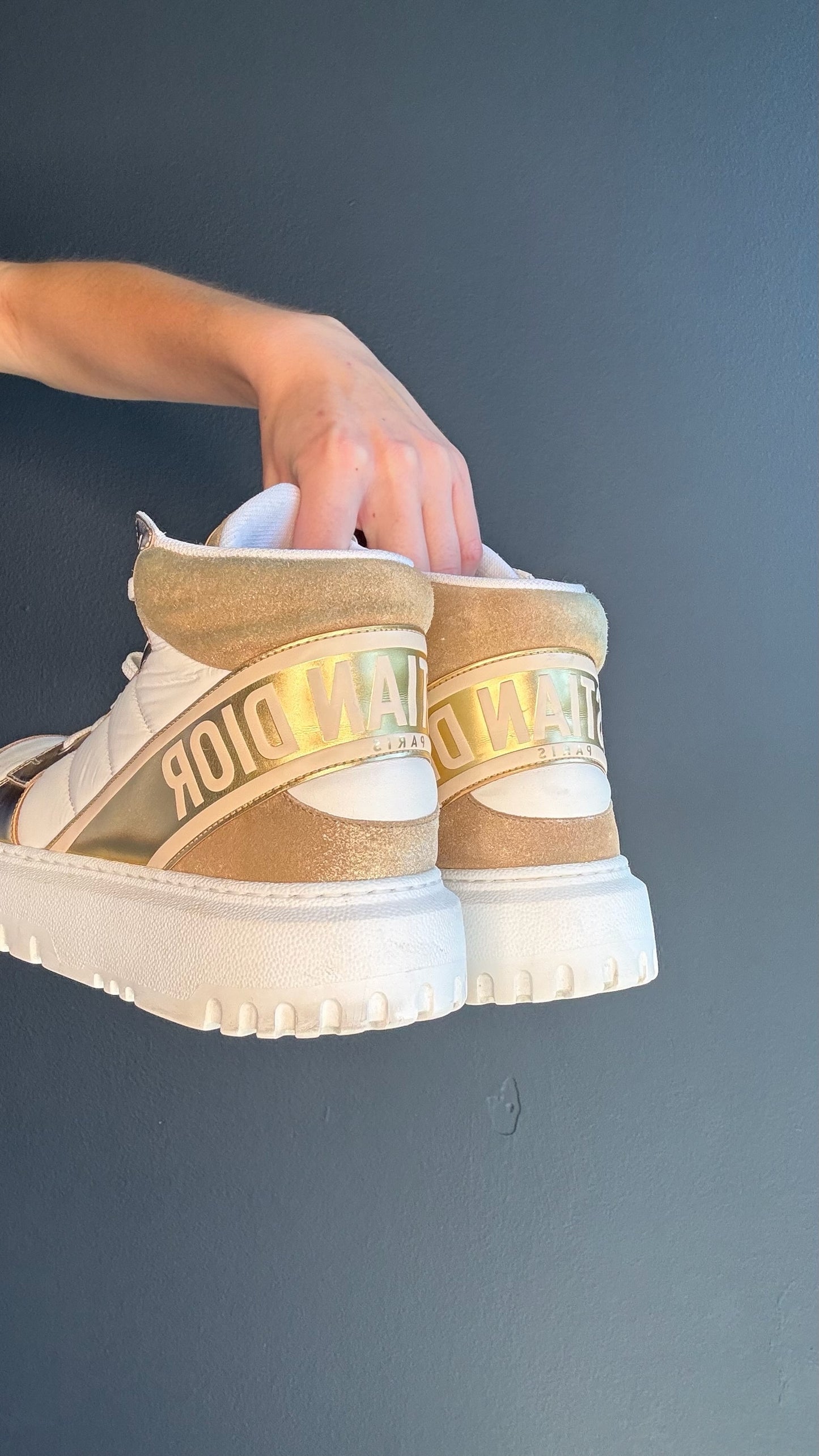Christian Dior Gold High Top Sneakers - 40