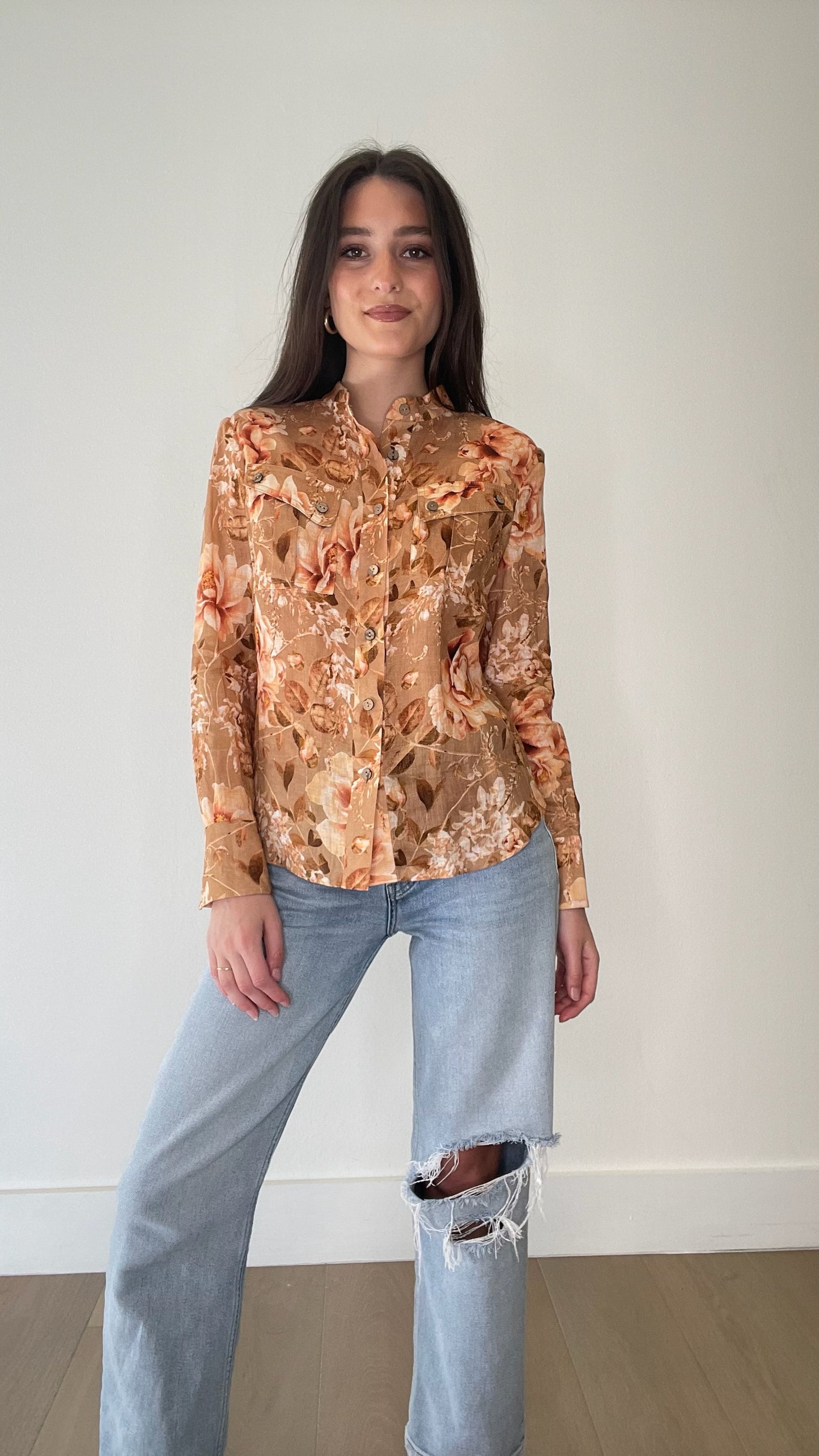 Floral Linen Shirt - S