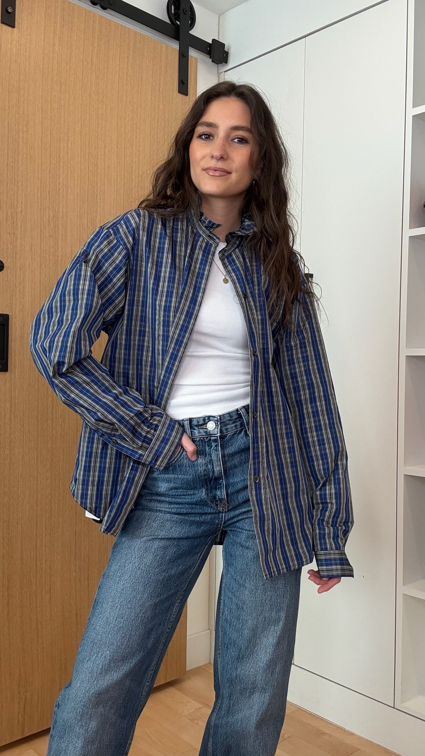 Blue Plaid Shirt - XS