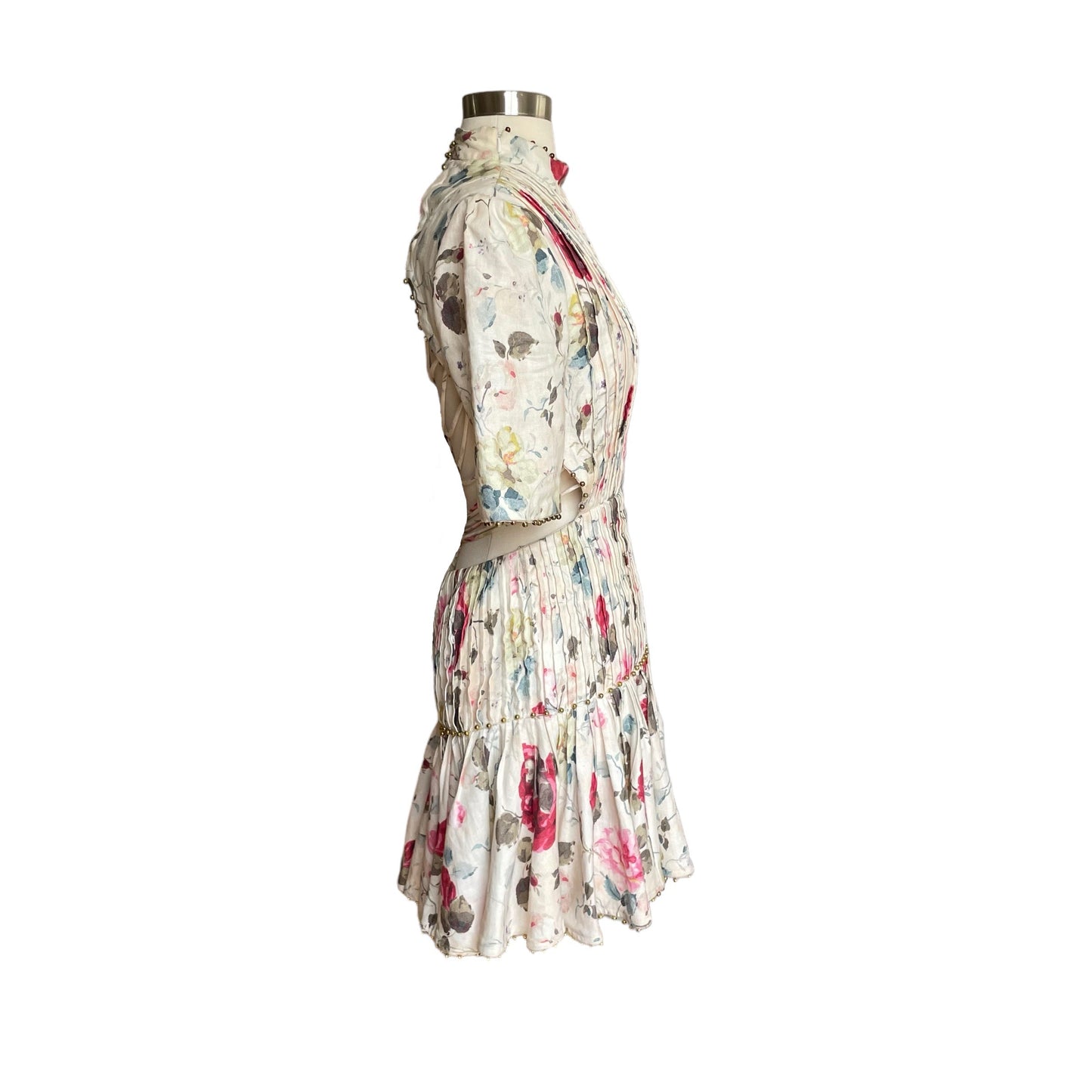 Floral Studded Lined Mini Dress - 2