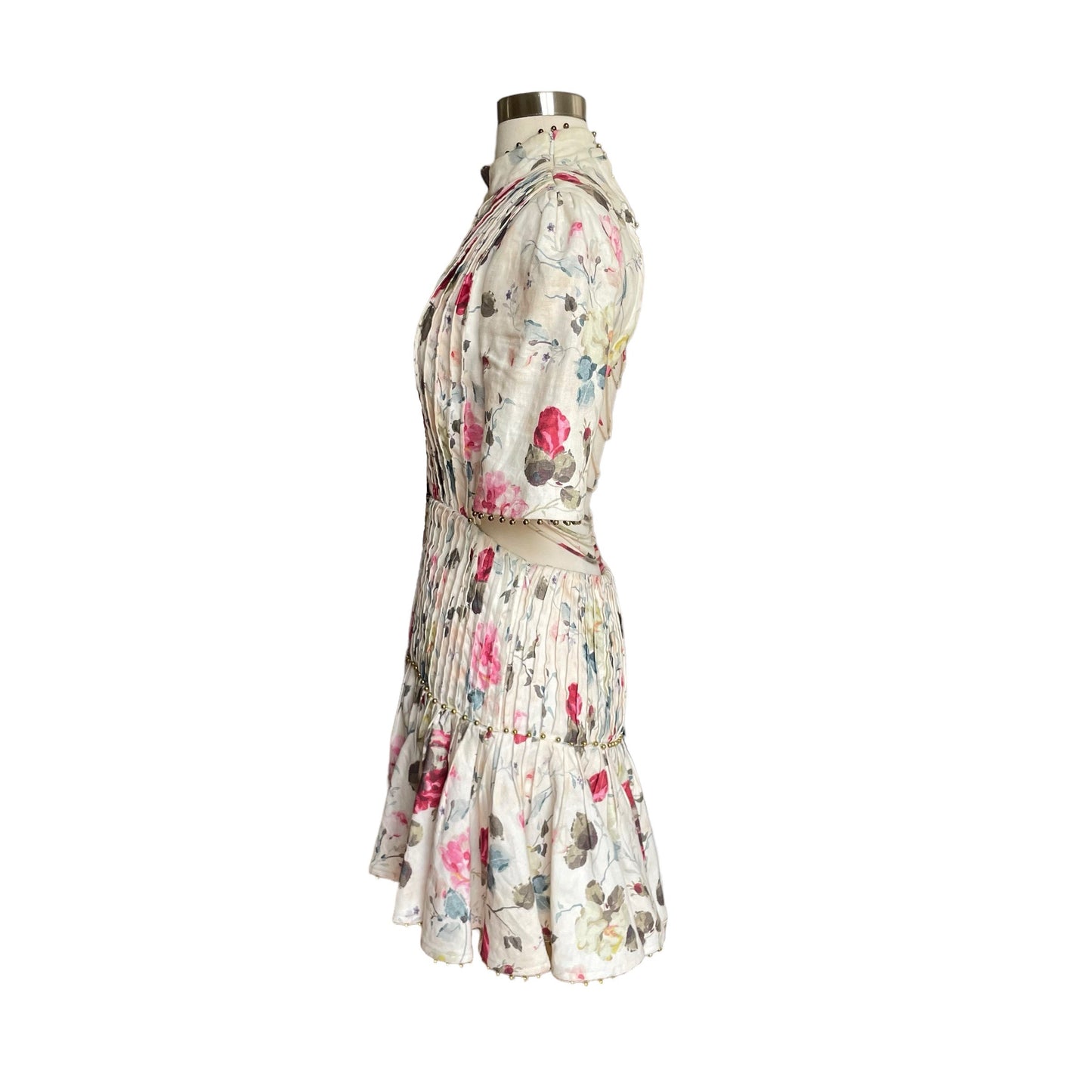 Floral Studded Lined Mini Dress - 2