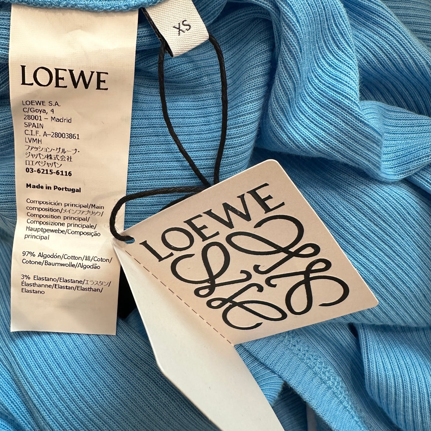 Blue Ribbed Anagram Dress - XS