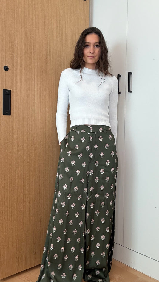 Green Floral Pants - 0